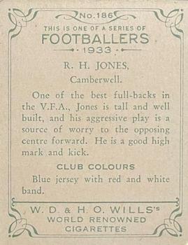 1933 Wills's Victorian Footballers (Large) #186 Harry Jones Back